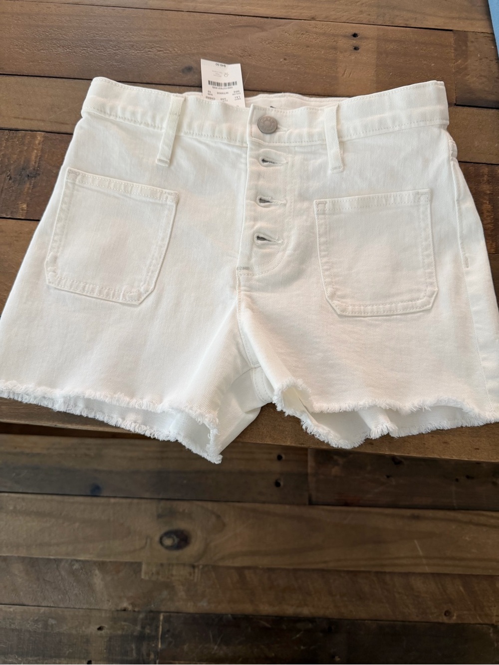 Crewcuts White Button-Fly Frayed Denim Shorts